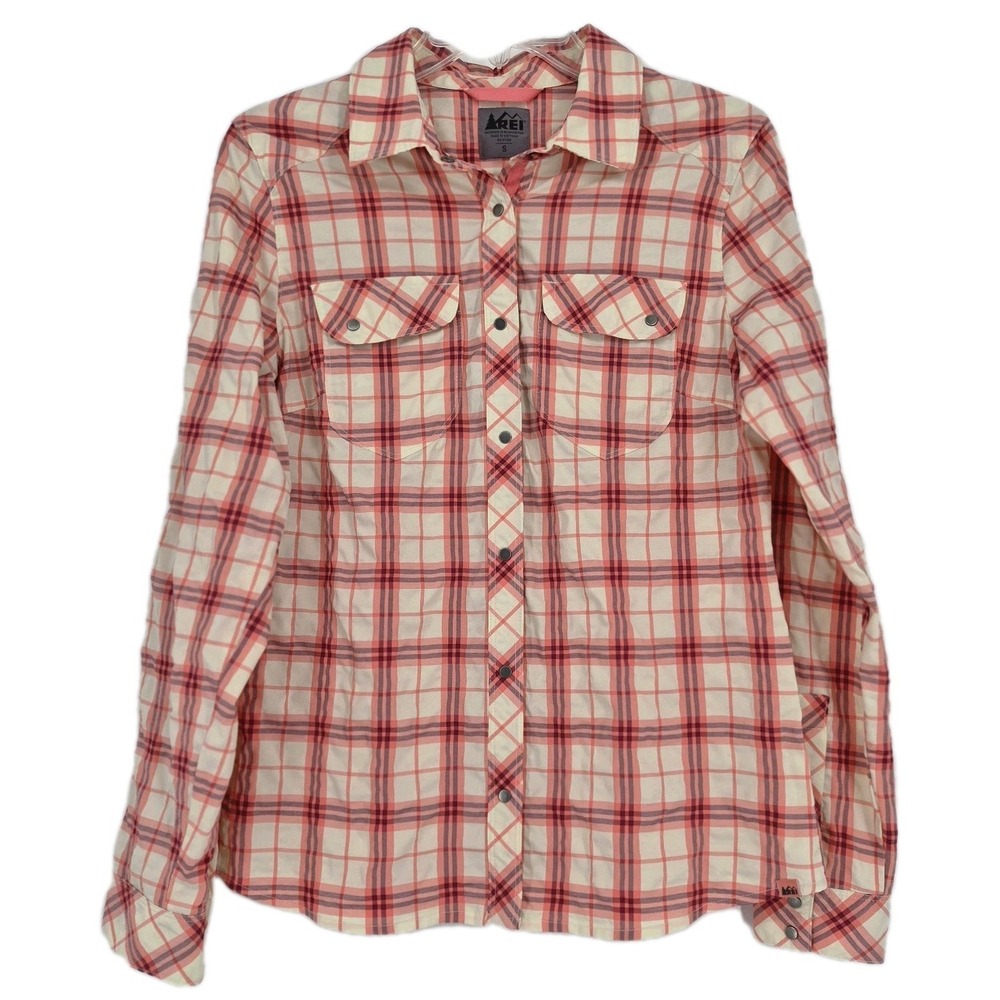 REI Co-op Women's Northway Plaid Long Sleeve Button Up Shirt Outdoor Hiking Sz S